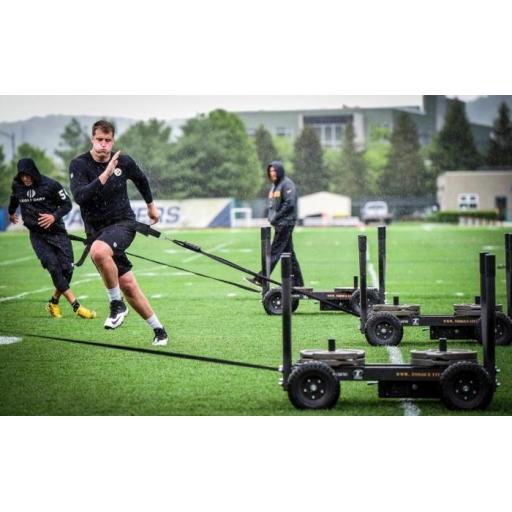 The NFL team the Steelers using Torque Tanks  as part of their strength and conditioning training on a football pitch